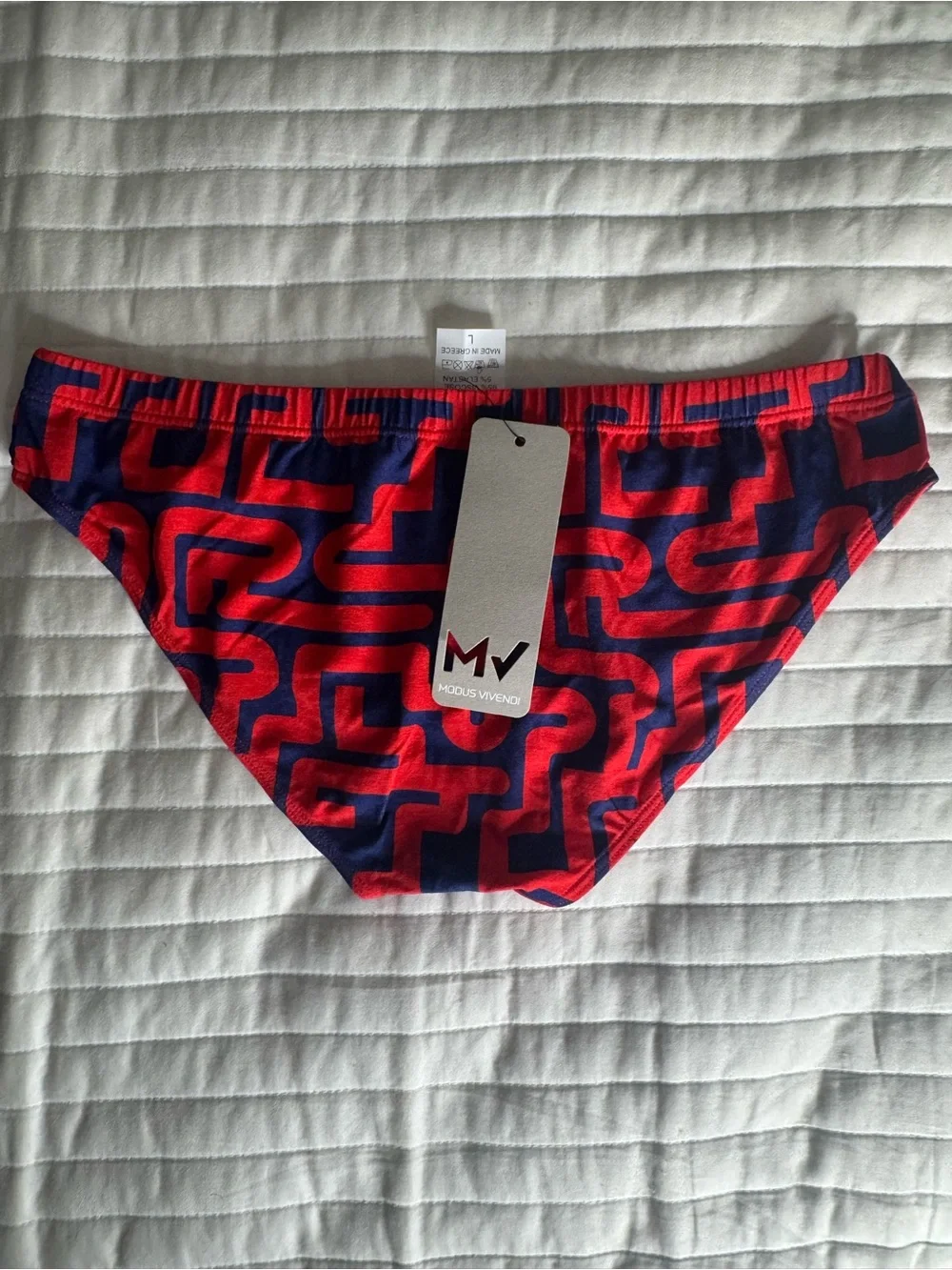 MODUS VIVENDI Men's Red and Blue Geometric Briefs
